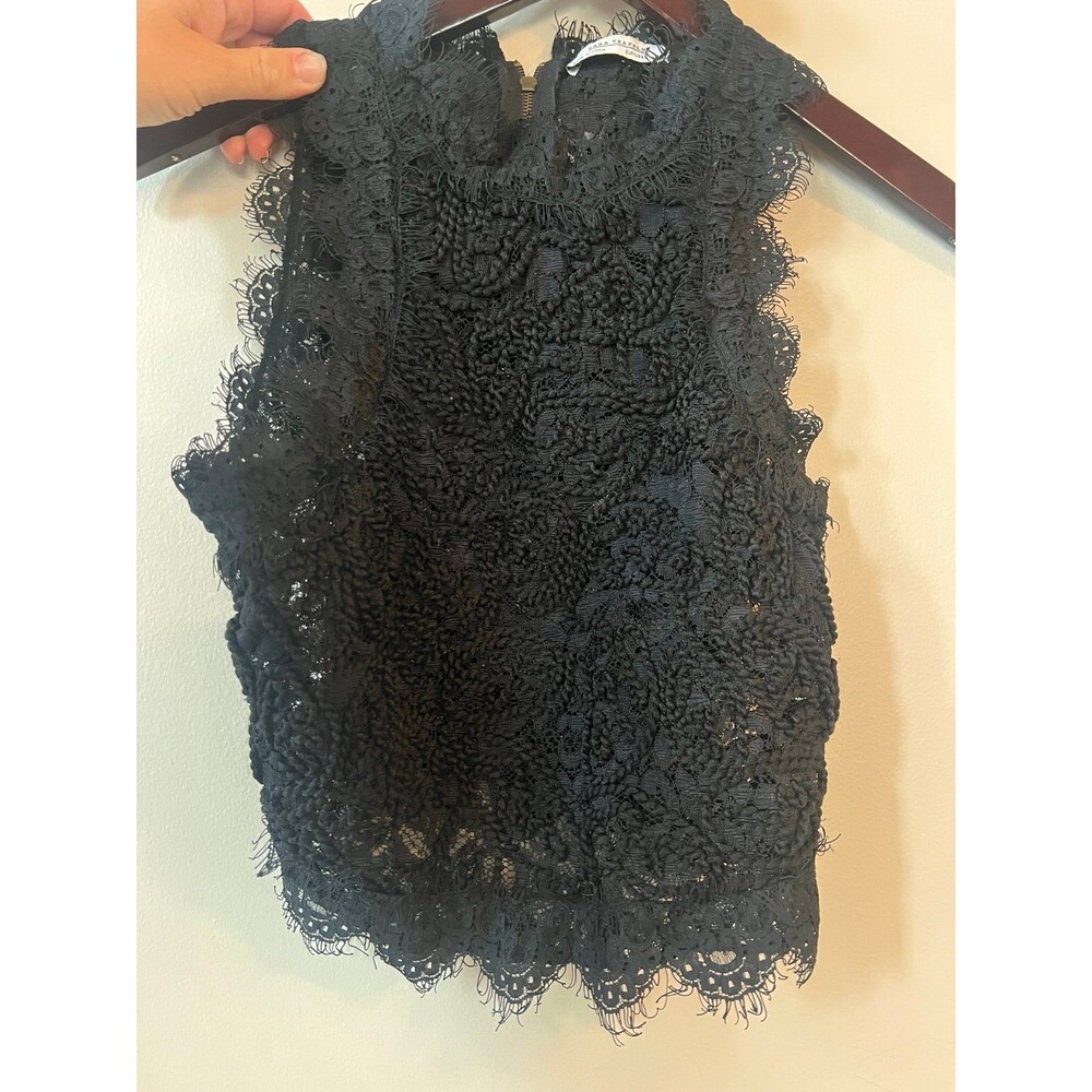 zara black lace top size small